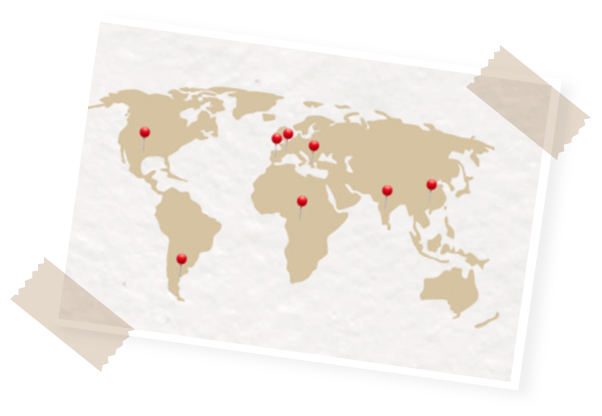 Carte du monde avec les pays producteurs de matières premières