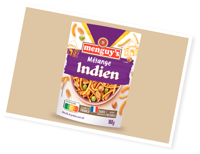 Mélange Indien Menguy's, idéal pour un apéro savoureux.