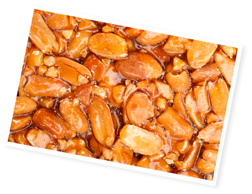 Cacahuètes caramélisées savoureuses et croquantes Menguy's.